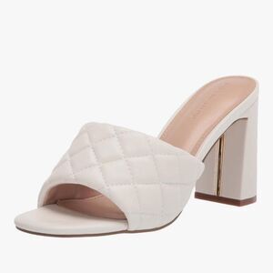 The Drop Women's Block Heel Mule Sandal Sz8 NWT Vegan Faux Leather Quiet Luxury